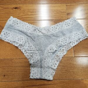 Victoria's Secret White Lace Trim Gray Panties